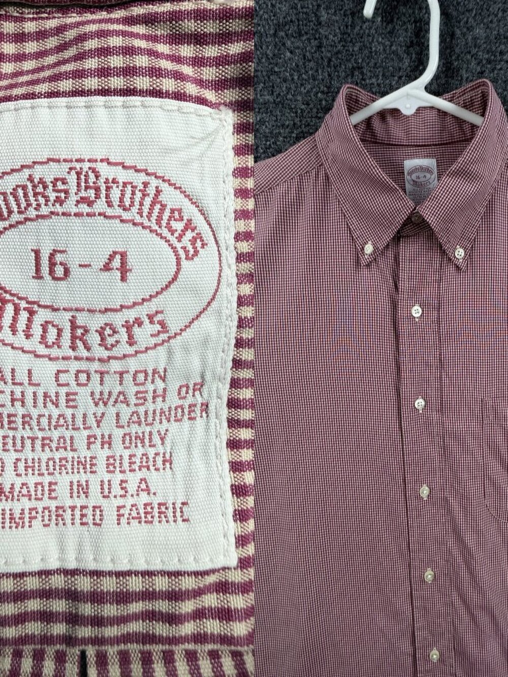 VTG Brooks Brothers Makers Cotton 16 4 Purple Mens Button-Down USA Check Shirt